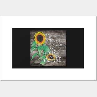 Farmhouse Sunflower Design & Quote: On The Darkest Days, Reach For Your Sunshine! Rustic Country Home Decor & Gifts Posters and Art